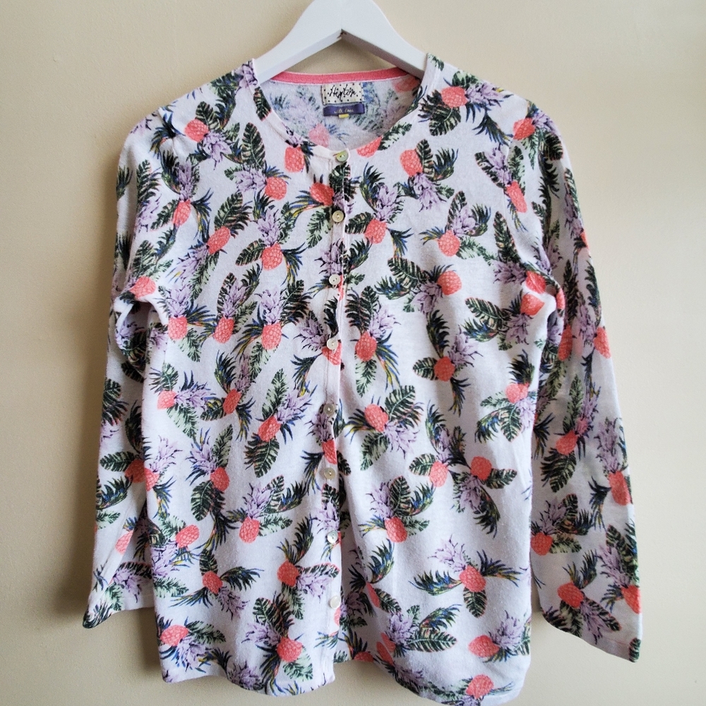 Heyton 55% Linen and 45% Cotton Cardigan, pineapple pattern, M